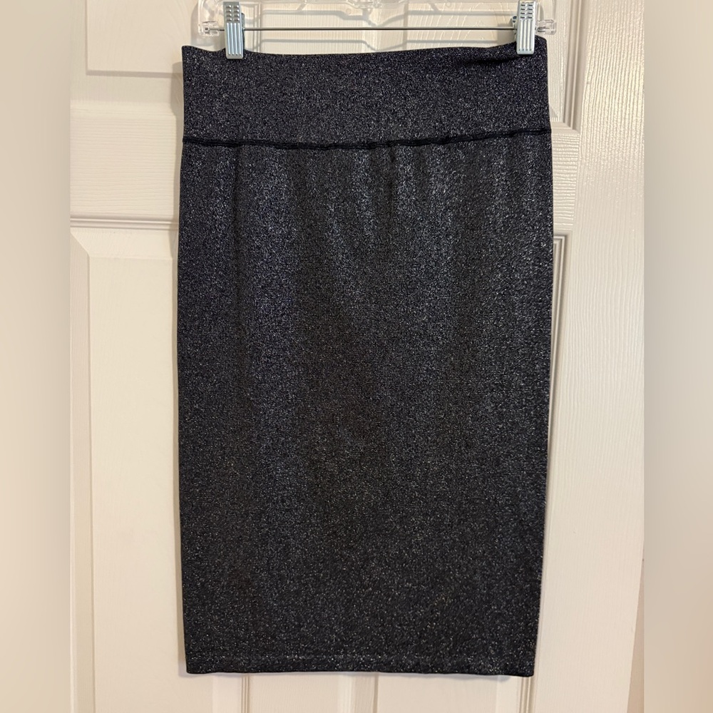 Aerie Black Stretch Metallic Glitter Pencil Skirt